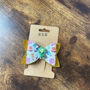 Handcrafted One of A Kind Gold & Pastel Inside Out Character Hair Bow